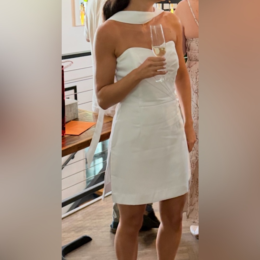 Lilly Pulitzer White Strapless Dress with Neck Scarf